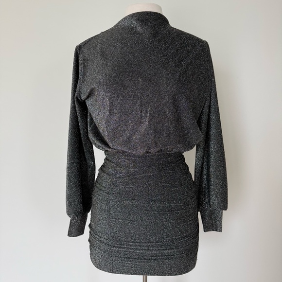 Dresses & Skirts - Shimmery Black Metallic Ruched Mini Dress
